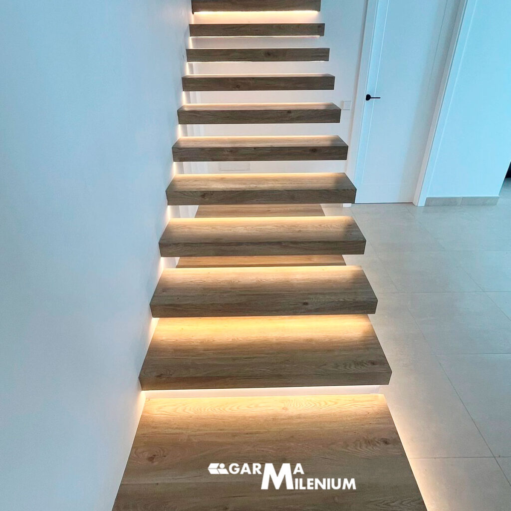 Escalera con luces led